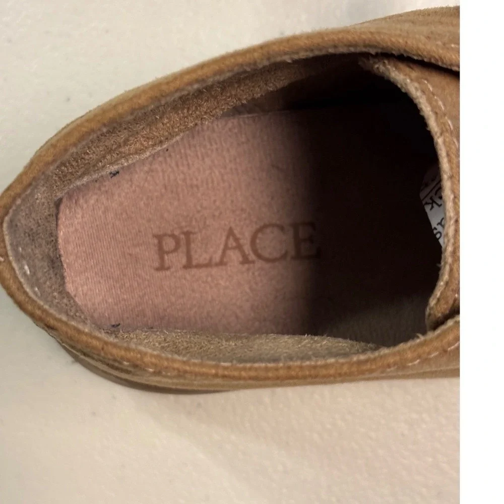 Children's Place Tan Suede Dress Shoes Toddler Boy Lace Up Size 12 EUC